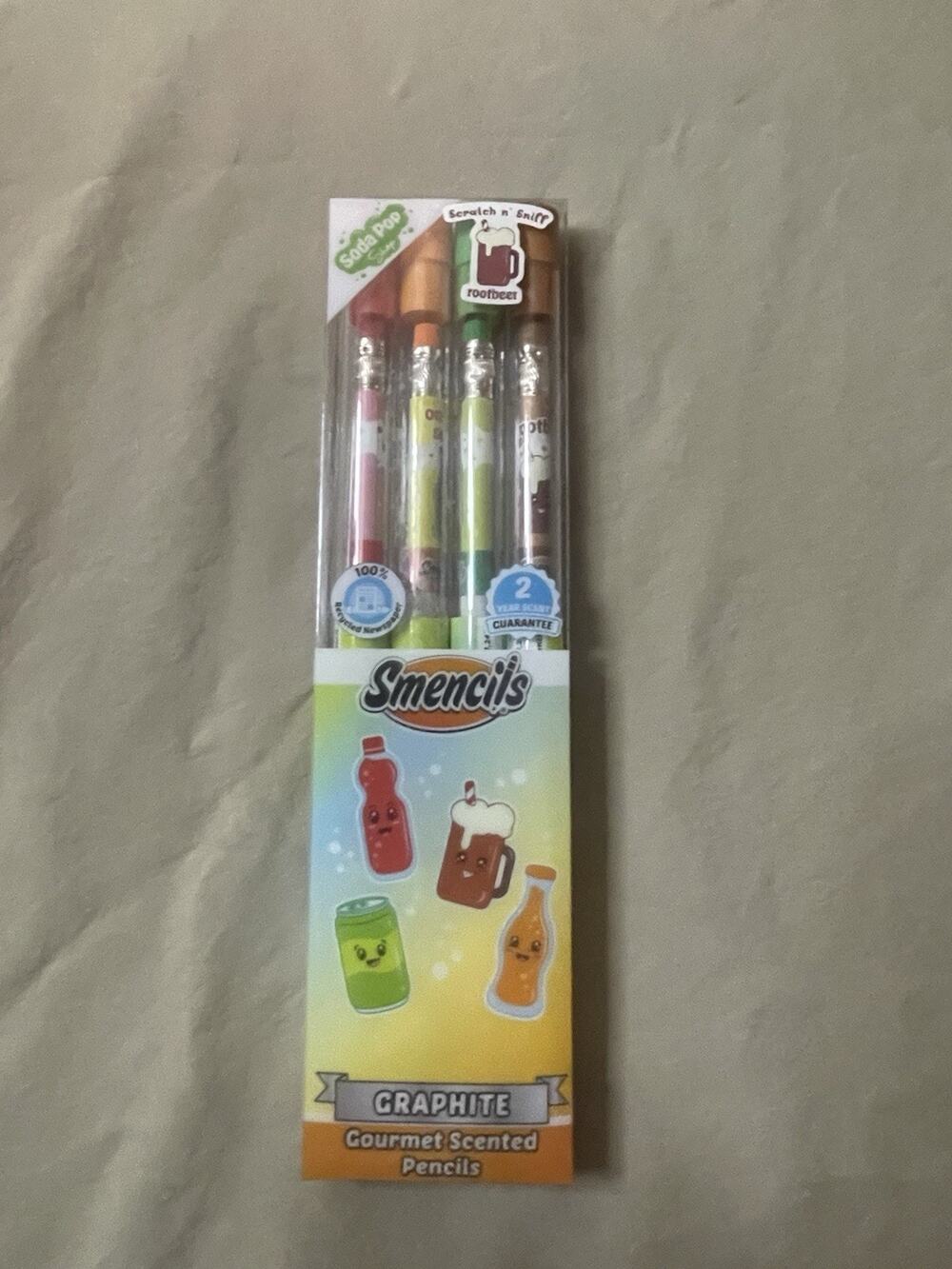 NEW Smencils Gourmet Scented #2 Graphite Pencils pack of 4 Pencils Soda Pop